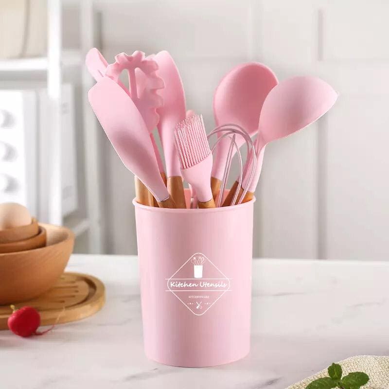 12 Pcs Silicone Utensils With Holder, Heat Resistant Kitchen Cookware 12 Pcs Silicone Utensils With Holder, Heat Resistant Kitchen Cookware